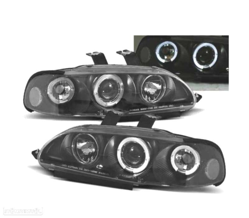 FARÓIS HONDA CIVIC 92-95 ANGEL EYES FUNDO PRETO - 1