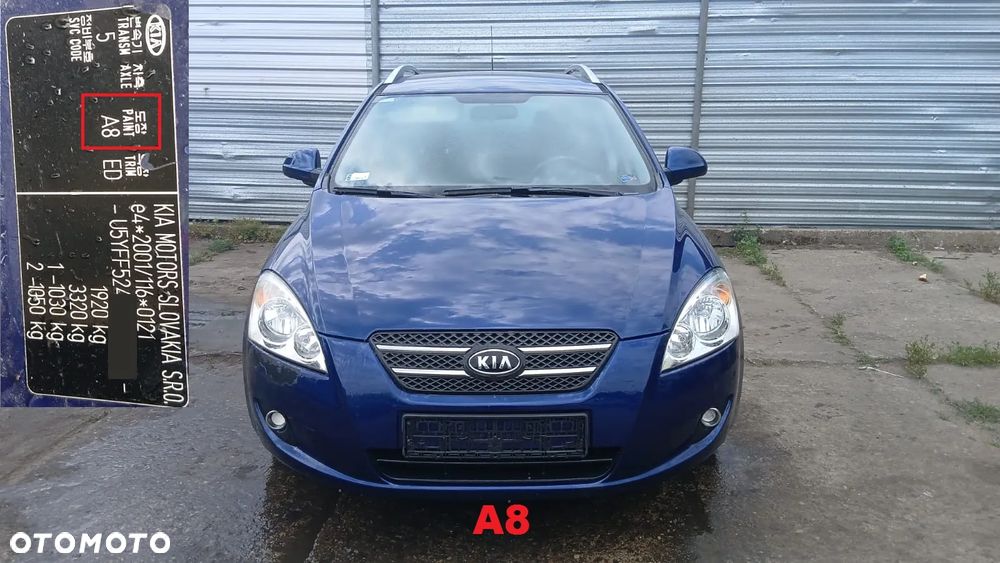 Tylko Części Kia ceed cee'd I ED 1.6 crdi d4fb 90KM 66kW kombi 5d 06r–09r lakier A8 - 1