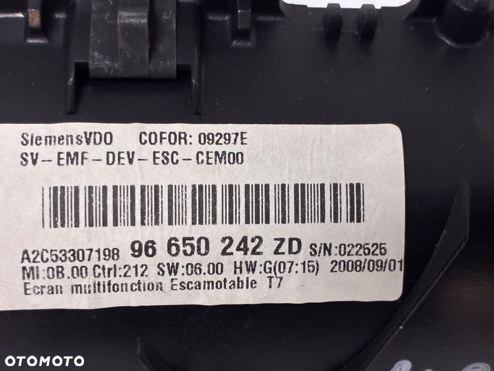 PEUGEOT RADIO SAMOCHODOWE NAVI NAWIGACJA  EKRAN RAMKA KOMPET  96658736XH - 8