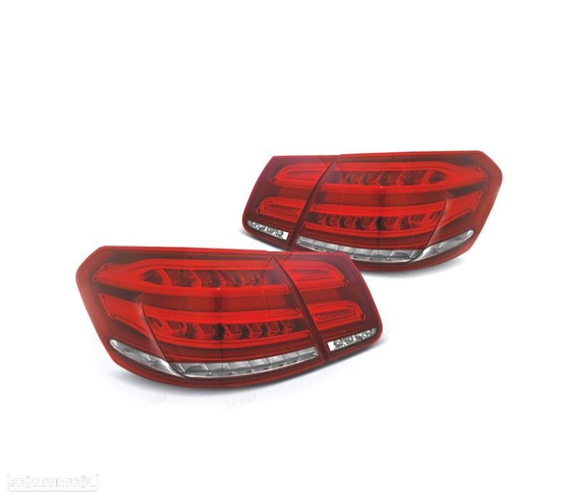 FAROLINS TRASEIROS LED MERCEDES CLASSE E W212 09-13 VERMELHO CROMADO - 1