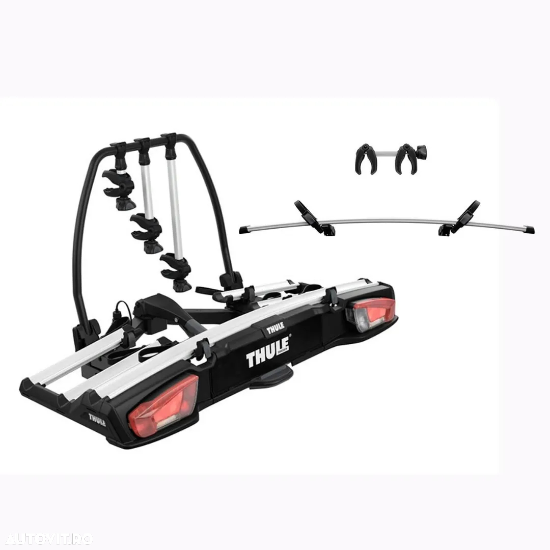 Suport 3(4) biciclete Thule VeloSpace 939 XT3 cu prindere pe carligul de remorcare (13pini)+Adaptor 9381 pentru biciclete Thule VeloSpace XT pentru cea de-a 4 bicicleta,Nou_cu Factura & Garantie,PRET BF - 2