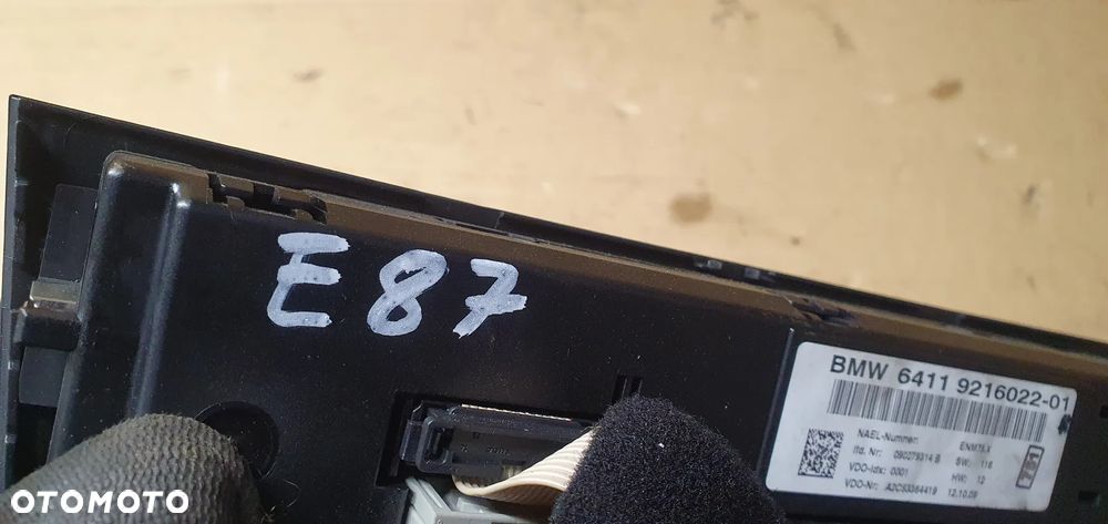 Panel nawiewu powietrza klimatyzacji grzania foteli BMW I E81 E87 9216022 - 8