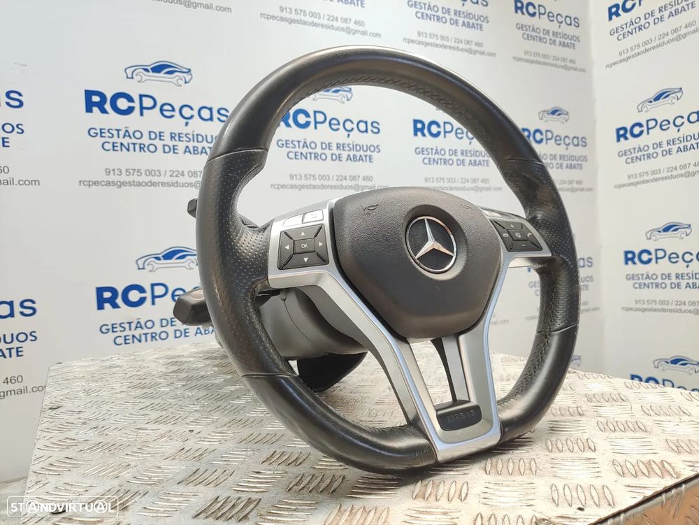 Volante Completo Flat Bottom em Pele Perfurada Original Mercedes Benz Class C W204 AMG Facelift Patilhas Multifunções - 4