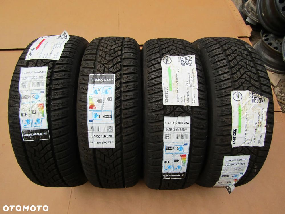 4x Felgi Aluminiowe Koła 16 Opel Adam Astra H Corsa D E Meriva Combo C Karl Chevrolet Aveo Fiat Grande Punto Evo 6,5 j ET40 + Opony 195/55 16 Dunlop Zimowe + Czujniki TPMS - 17