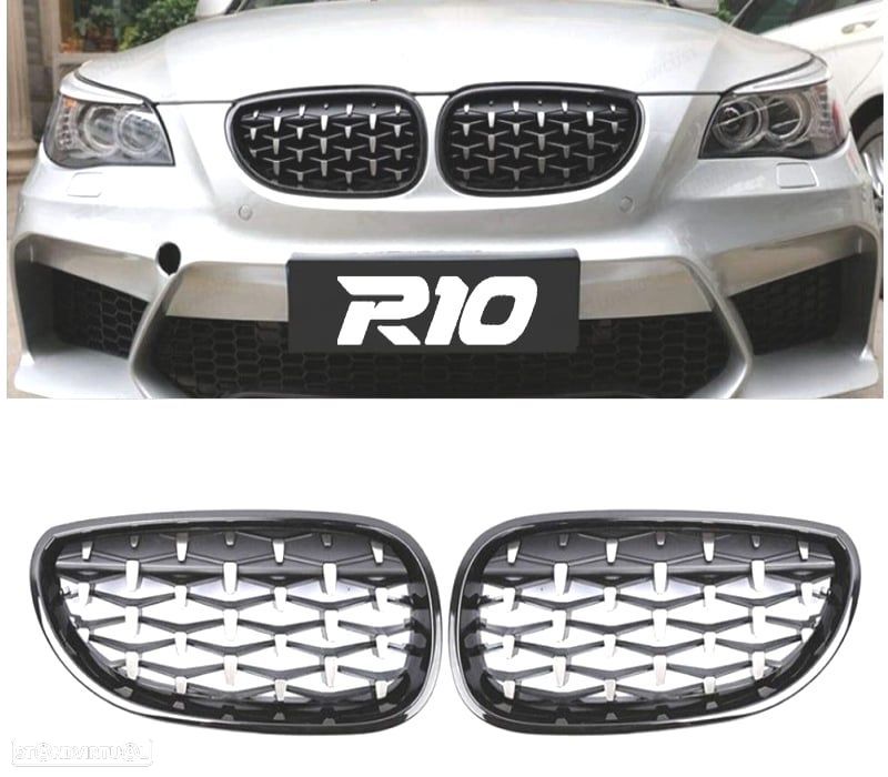 GRELHAS FRONTAIS BMW E60 E61 03-10 DIAMANTE PRETO BLACK DIAMOND - 1
