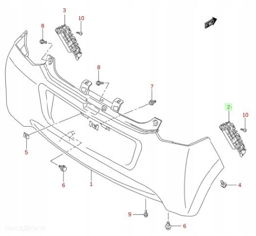 SUZUKI ALTO 09-14 ŚLIZG ZDERZAKA TYŁ PRAWY - 4