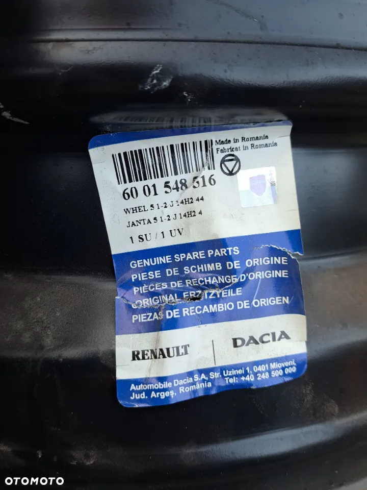 Felgi stalowe Dacia Logan Sandero 5.1/2Jx14H2 ET 43 6001548516 8200459205 - 4
