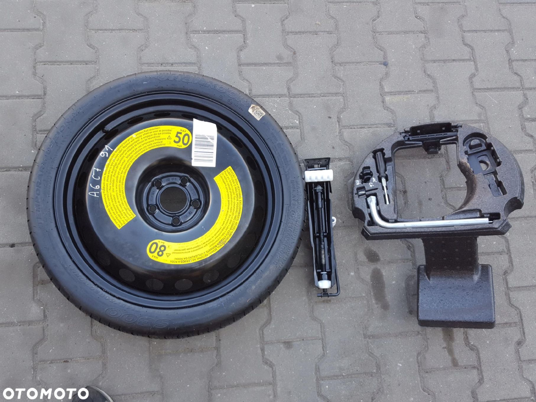 AUDI A6 C7 10-18r AUDI A7 18r- KOŁO DOJAZDOWE r20 LEWAREK KLUCZ - 1
