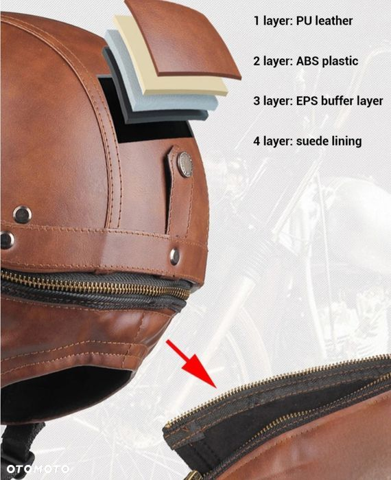Kask motocyklowy skórzany - 5