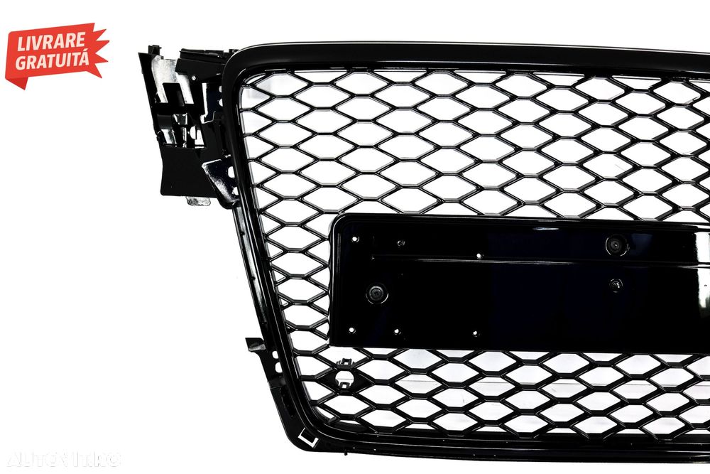 Grila Centrala Fara Emblema Audi A4 B8 (2008-2011) RS4 Design Negru Lucios- livrare gratuita - 2