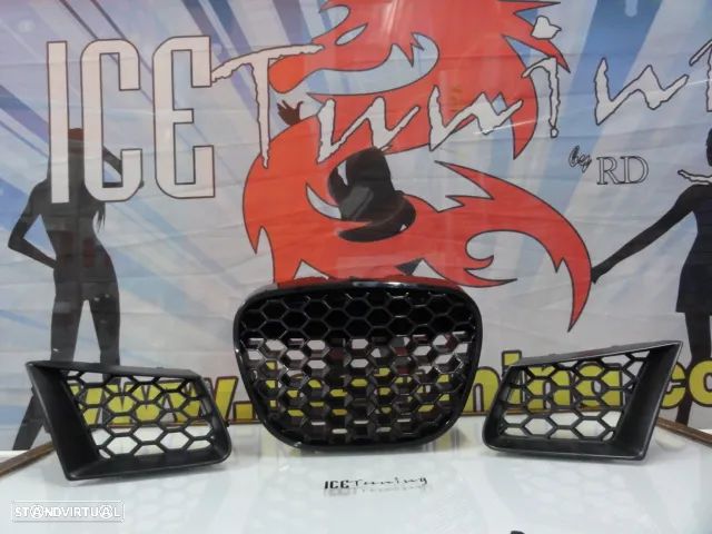 Kit 3 Grelhas (Frontal e laterais) em favo de mel para Seat Ibiza 6L 2002-2008 tipo Cupra em plástico ABS. - 9