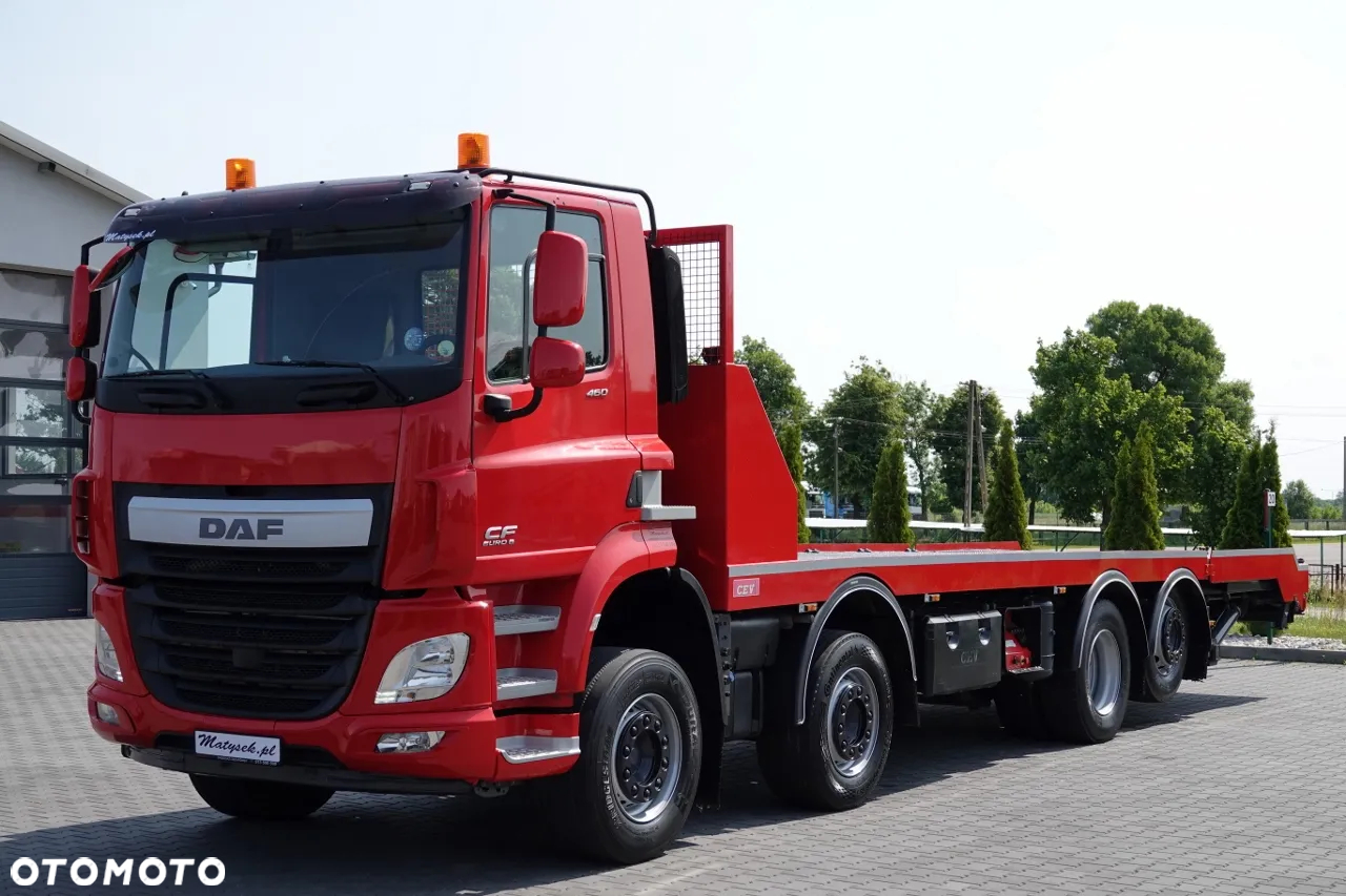 DAF CF 460 / 8x2/  LAWETA / PLATFORMA / NAJAZDY HYDRAULICZNE / WYCIĄGARKA / oś skrętna i podnoszona / EURO 6 - 5