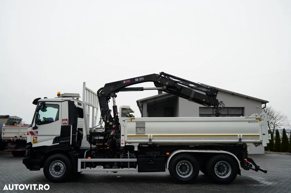 Renault C 430 / 6x4 / BASCUNĂ CU DOUĂ LATE / BASCUNĂ HIDRAULICĂ + HIAB 211 EP-3 HDS / EURO 6 / RADIOCOMANDĂ / ROTATOARE / CUPĂ - 15
