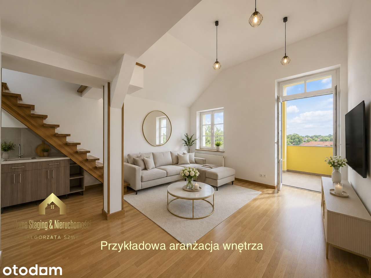 Dwupoziomowe 3-pokojowe mieszkanie z balkonem i dwiema łazienkami