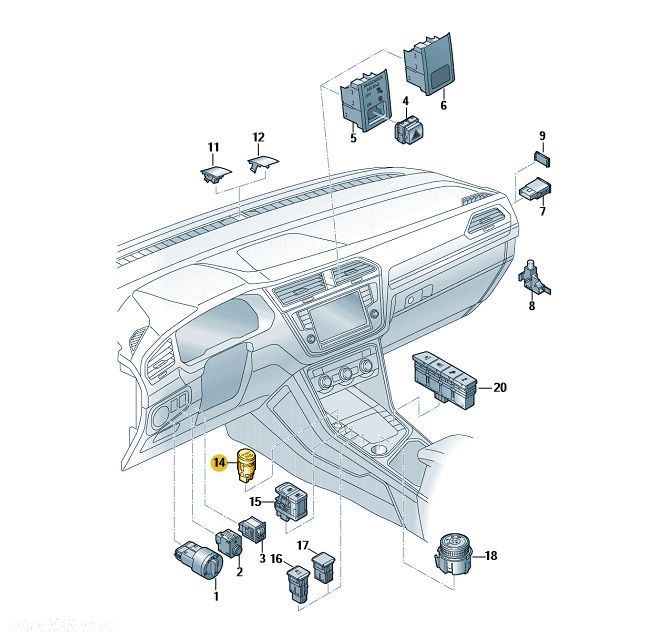 PRZYCISK URUCHAMIANIA WŁĄCZNIK START - STOP OE VW TIGUAN 5NB959839A3Q7 - 2