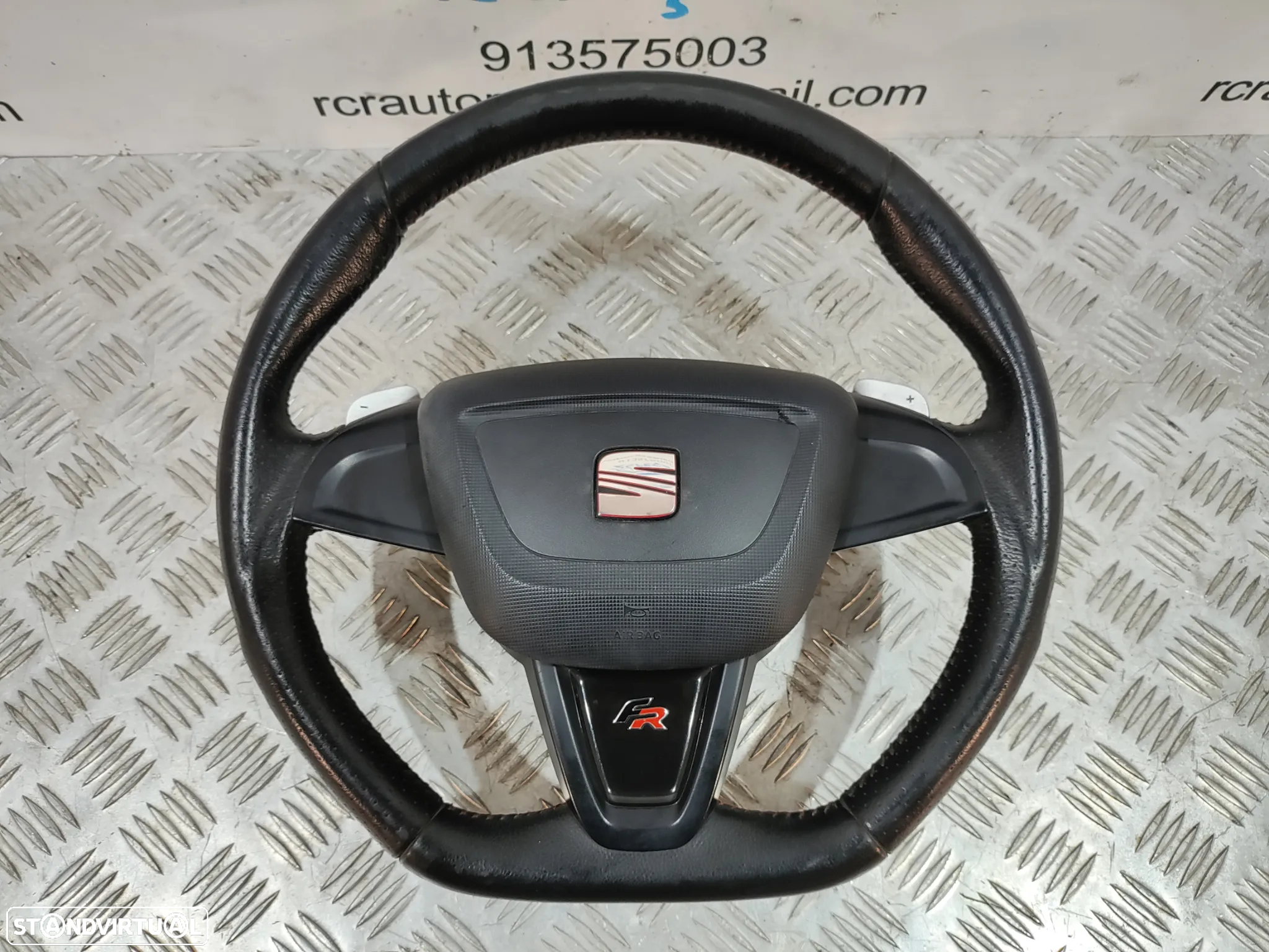VOLANTE GUIADOR COMPLETO FLAT BOTTOM SEAT IBIZA IV 4 MK4 6J FR 6J0419091 PELE PERFURADA PATILHAS AIRBAG - 9