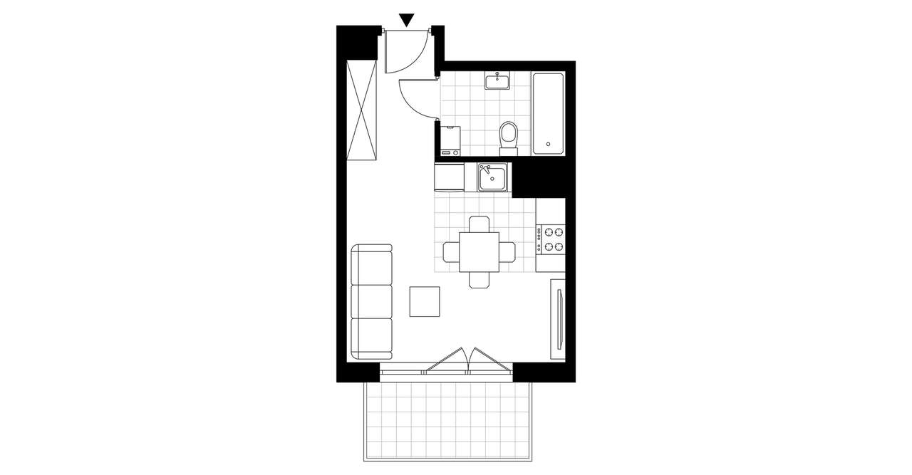 1-pokojowe mieszkanie 26m2 + balkon - Pełny obrazek: 3/18