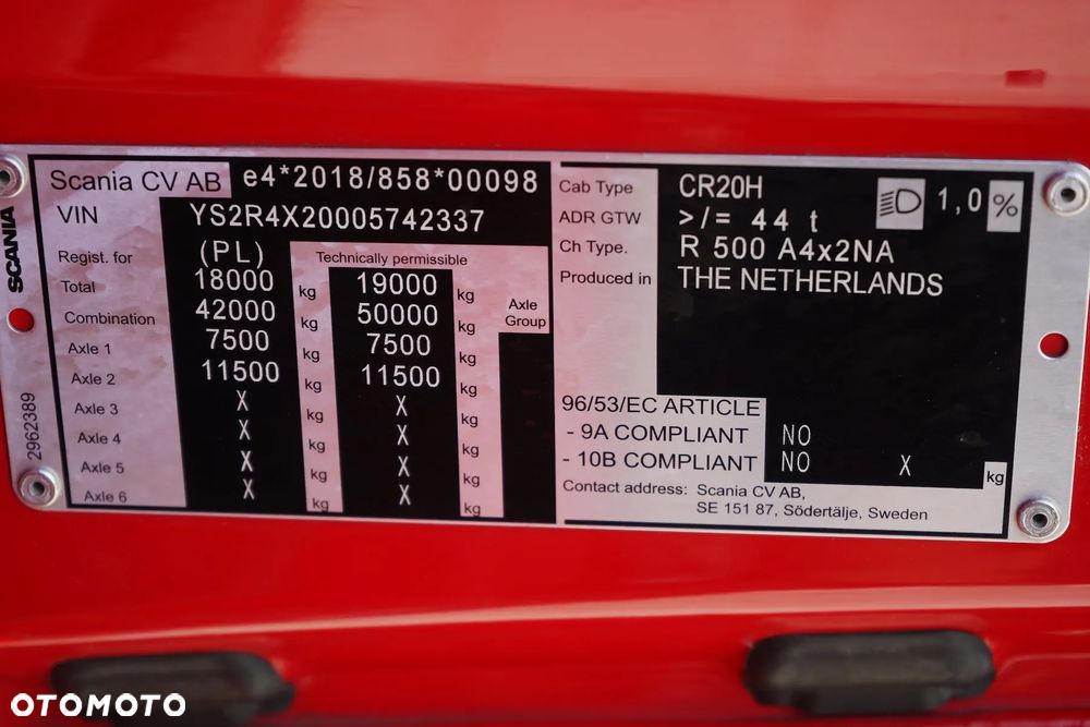 Scania / R 500 / EURO 6 / ACC / RETARDER / I – COOL - 11