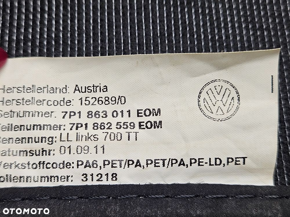 VW TOUAREG 7P 10-18R WYCIERACZKI DYWANIKI WELUROWE CZARNE KOMPLET PRZOD TYL 7P1863011 LOB 7P6862478A ORYGINAL - 8