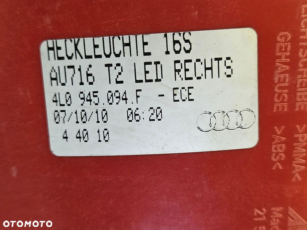 AUDI Q7 4L LIFT 09-15R LAMPA LAMPY TYL LED 4L0945093F 4L0945094F MODUL SWIATEL KOMFORTU 4L0907289H - 7