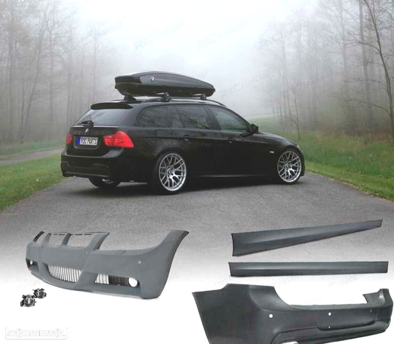 KIT CARROÇARIA BMW E91 TOURING 08-12 LOOK M PDC SRA PLASTICO ABS - 1