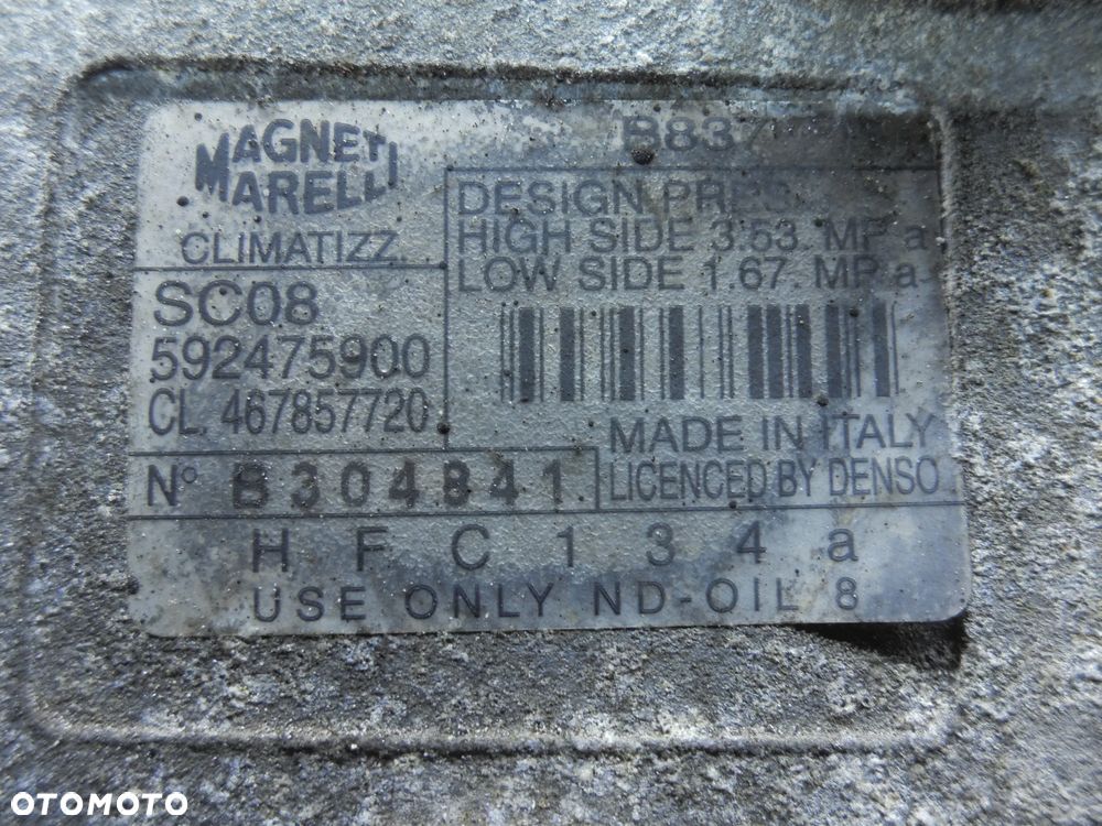 FIAT PUNTO 1.2 BRAVA BRAVO PALIO LANCIA Y SPRĘŻARKA KOMPRESOR KLIMATYZACJI 592475900 467857720 PO - 4