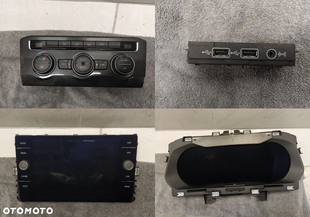 VW TIGUAN II PANEL PRZYCISKI POKRĘTŁA KLIMATYZACJI MODUŁ USB AUX MONITOR EKRAN NAWIGACJI LICZNIK ZEGARY PRĘDKOŚCIOMIERZ VIRTUAL COCKPIT LED ORYGINAŁ - 2
