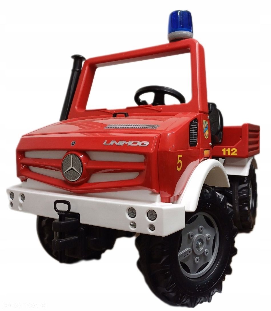 STRAŻ POŻARNA WÓZ STRAŻACKI MERCEDES UNIMOG NA PEDAŁY ROLLY TOYS - 1