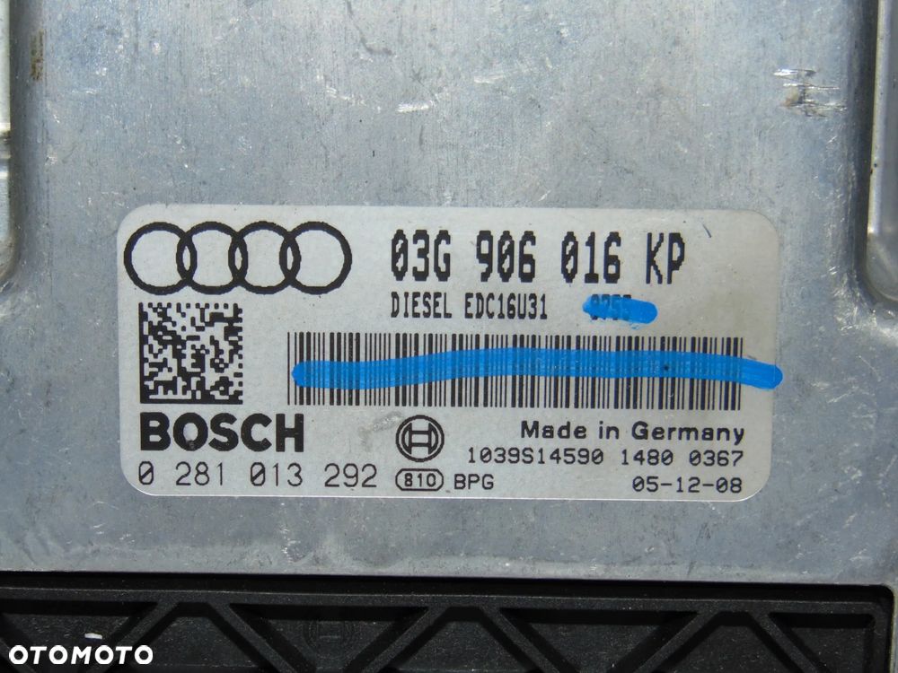 Komputer sterownik silnika 03G906016KP 0281013292 Audi A4 B7 2.0 TDI diesel 04-08r - 2
