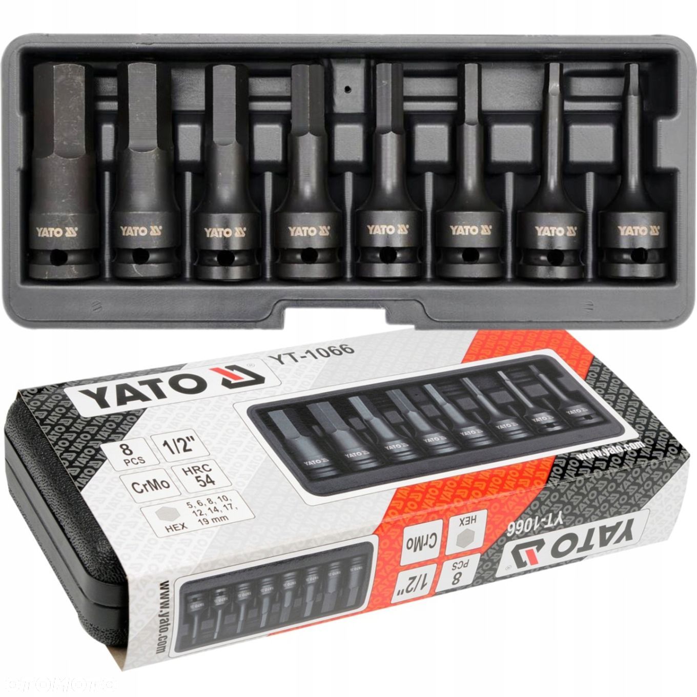 YATO ZESTAW UDAROWE KLUCZE IMBUSOWE TRZPIENIOWE IMBUSY 1/2" HEX 5-19mm 8SZT - 1