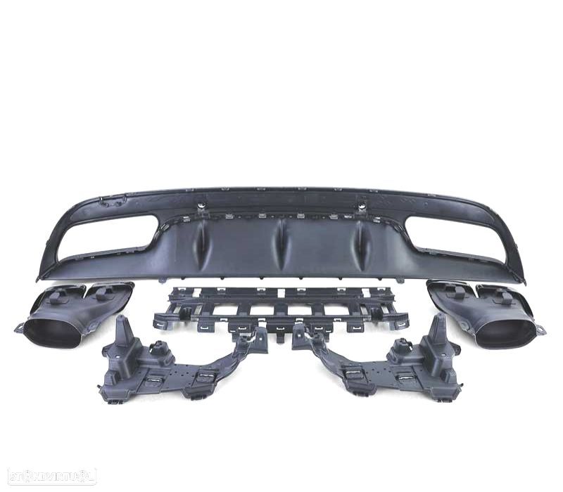 DIFUSOR MERCEDES CLASSE C W205 SEDAN 13-18 LOOK AMG + PONTEIRAS DE ESCAPE PRETAS - 4