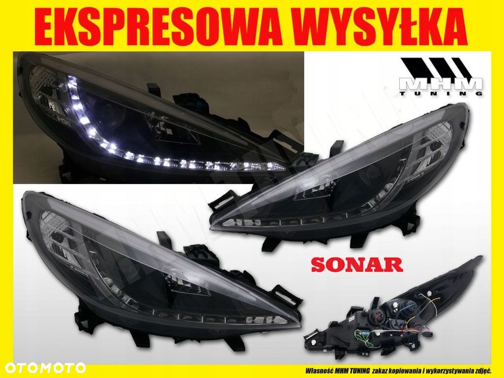 reflektory lampy kpl day line light led diody tuning peugeot 207 2006-2013 - 8