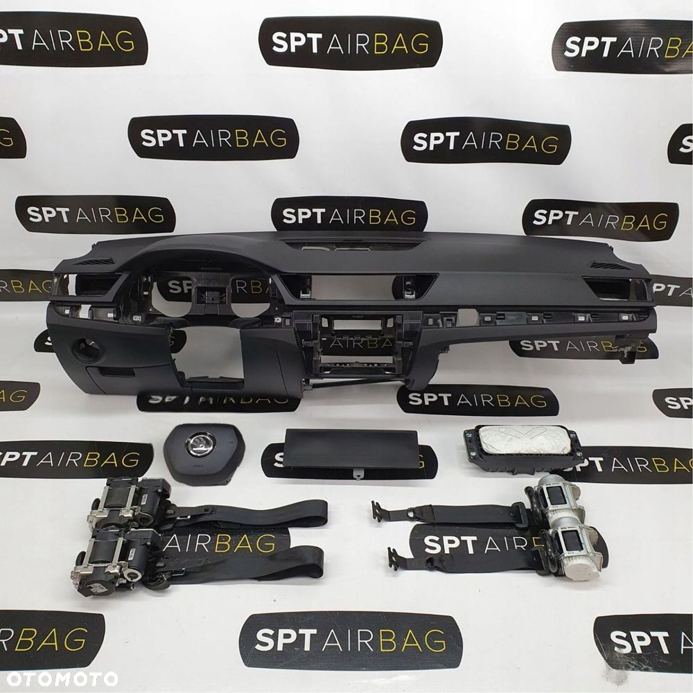 SKODA SUPERB 3 III 3V0 LIFT DESKA ROZDZIELCZA KONSOLA KOKPIT PULPIT PODUSZKI AIRBAG AIR BAG PASY KIT SET - 1