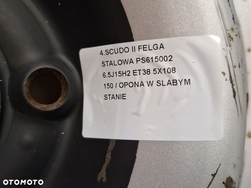 fiat scudo jumpy expert 2 ii koło felga stalowa 15 cali 6.5j et38 5x108 ps615002 - 3
