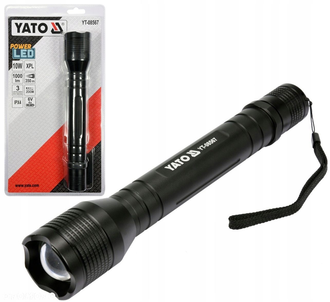 LATARKA LED CREE ZOOM ZASIĘG 350m ALUMINIOWA YATO - 1