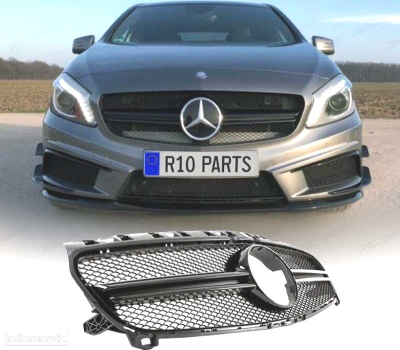 GRELHA FRONTAL MERCEDES CLASE A W17612-15 LOOK AMG A45 PRETO BRILHANTE - 2