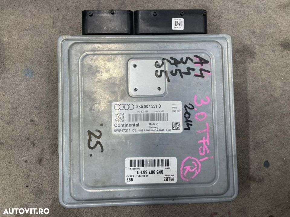 Calculator motor ECU pentru AUDI A4,S4, A5,S5 an 2014, 3.0 TFSI benzina ,V6,cod 8K5907551D sau CONTINENTAL 5WP47211 - 1