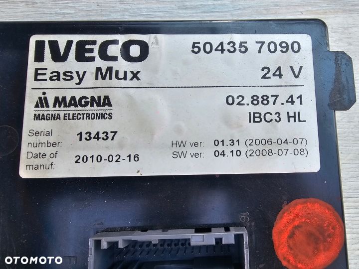 STEROWNIK MODUŁ KOMFORTU KASETA KOMPUTER EASY MUX 504357090 IVECO EUROCARGO - 2