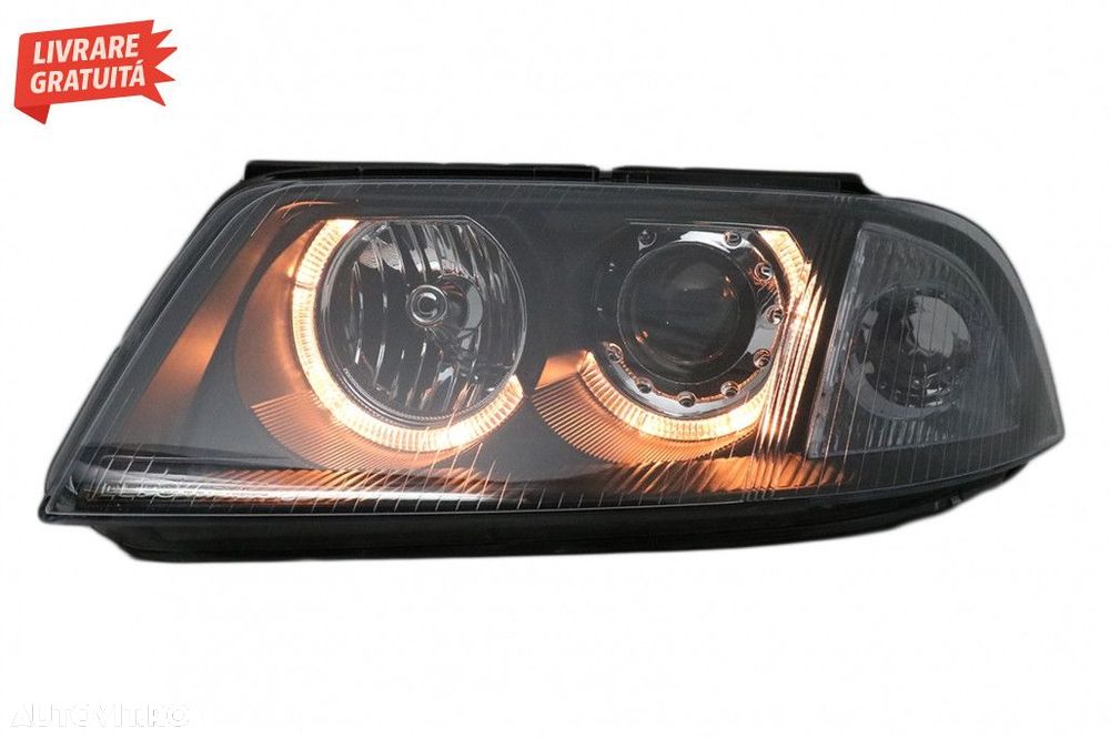 Faruri VW Passat 3BG B5 (09.2000-03.2005) Angel Eyes Negru - 5