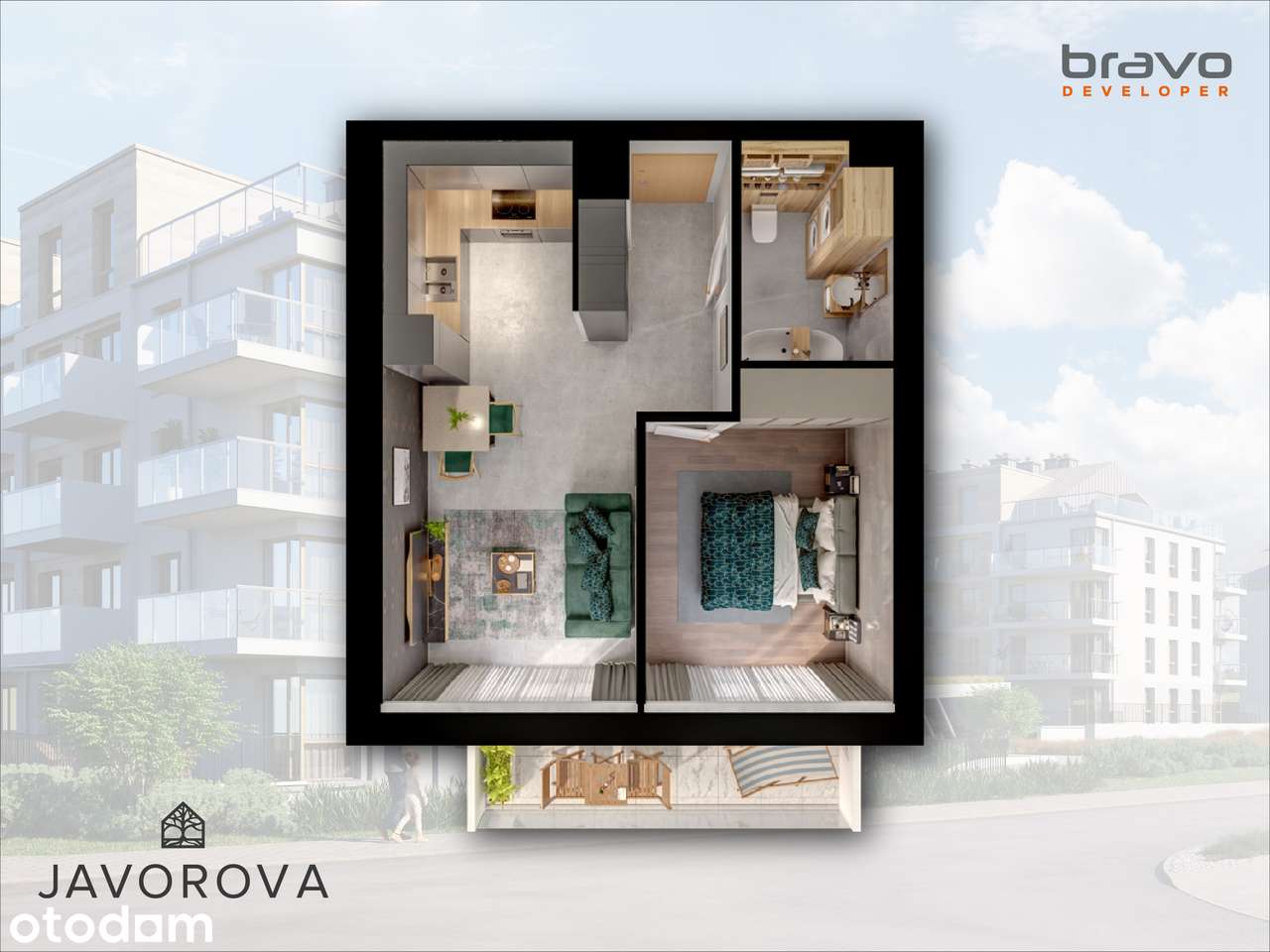 B2.M23 - mieszkanie 39,5 m2 z balkonem