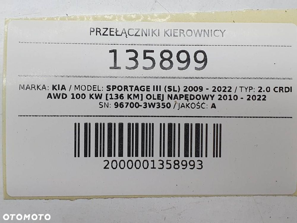 PRZEŁĄCZNIKI STEROWANIE KIEROWNICY KIA SPORTAGE III 96700-3W350 ORYGINAŁ - 7