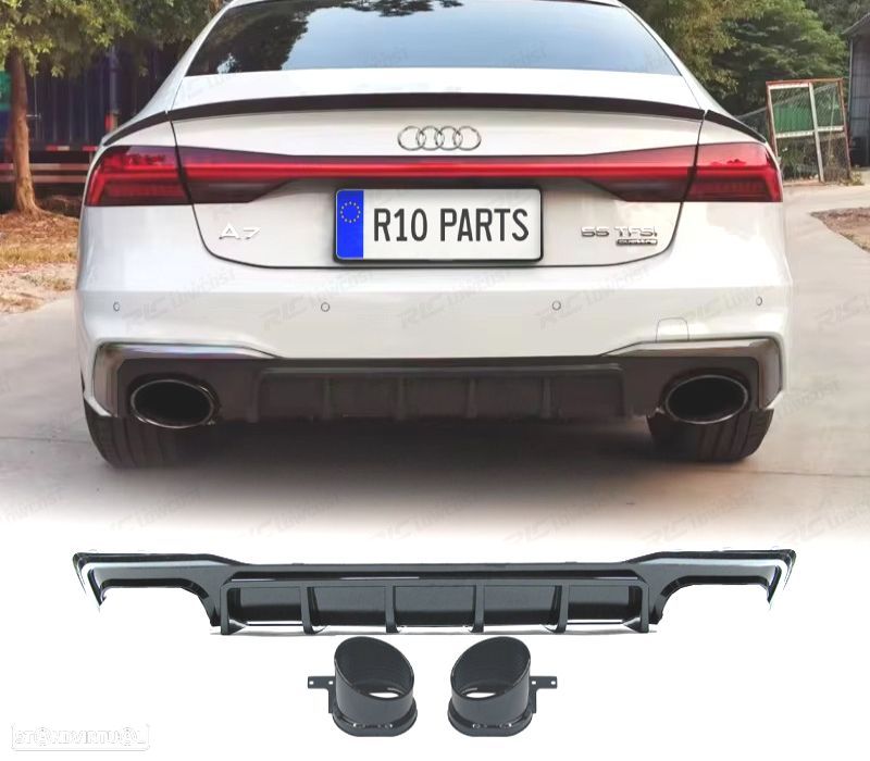 DIFUSOR AUDI A7 19-23 LOOK RS7 PRETO BRILHO CROMADO - 1