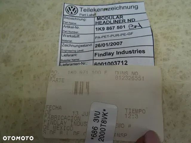 PODSUFITKA PODSUFITÓWKA VW GOLF V KOMBI NR204 - 7