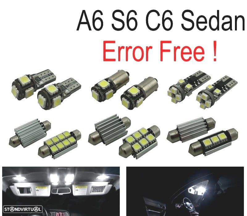 KIT COMPLETO DE 11 LAMPADAS LED INTERIOR PARA AUDI A6 S6 RS6 C6 SEDAN 05-11 - 1