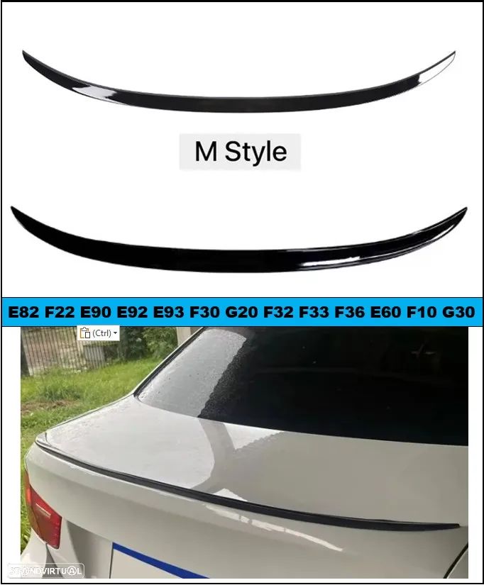 Spoiler aileron lip mala M Style preto brilhante vários modelos BMW - 1
