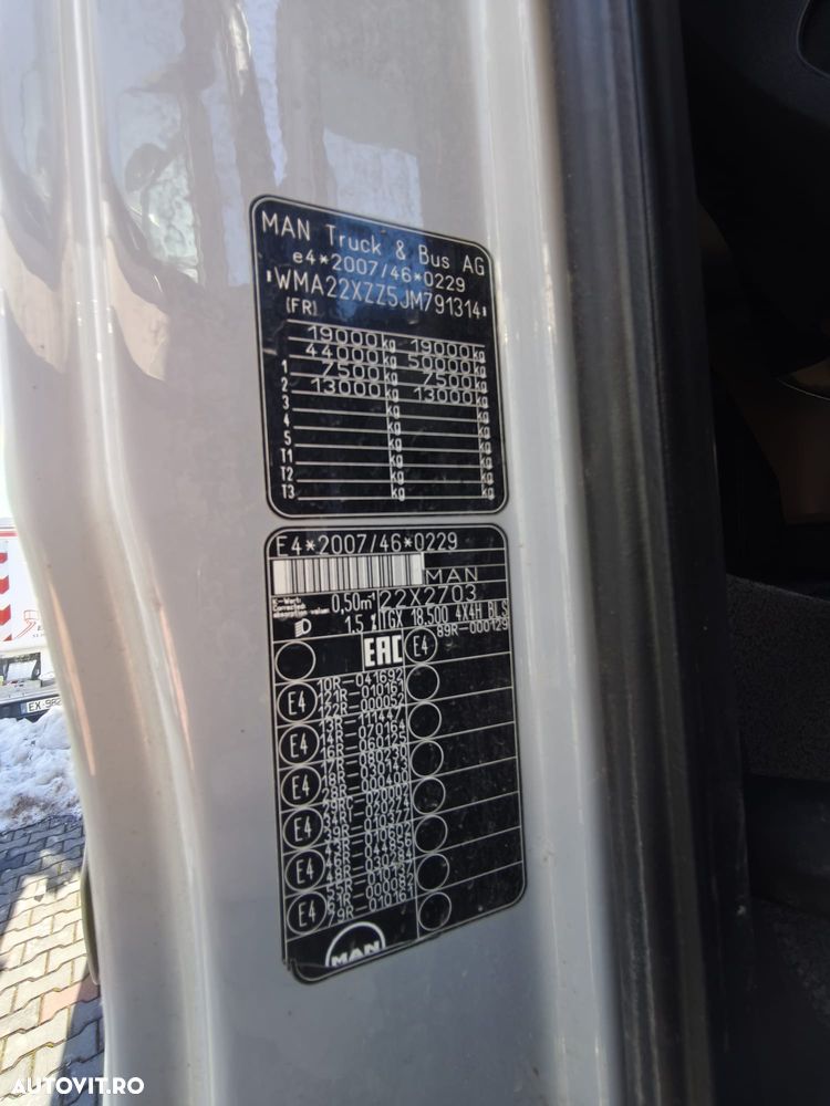 MAN TGX 18.500 / 4x4 / HIDRAULICĂ / HIDROPILARE / CABINĂ JOSĂ / EURO 6 / - 37