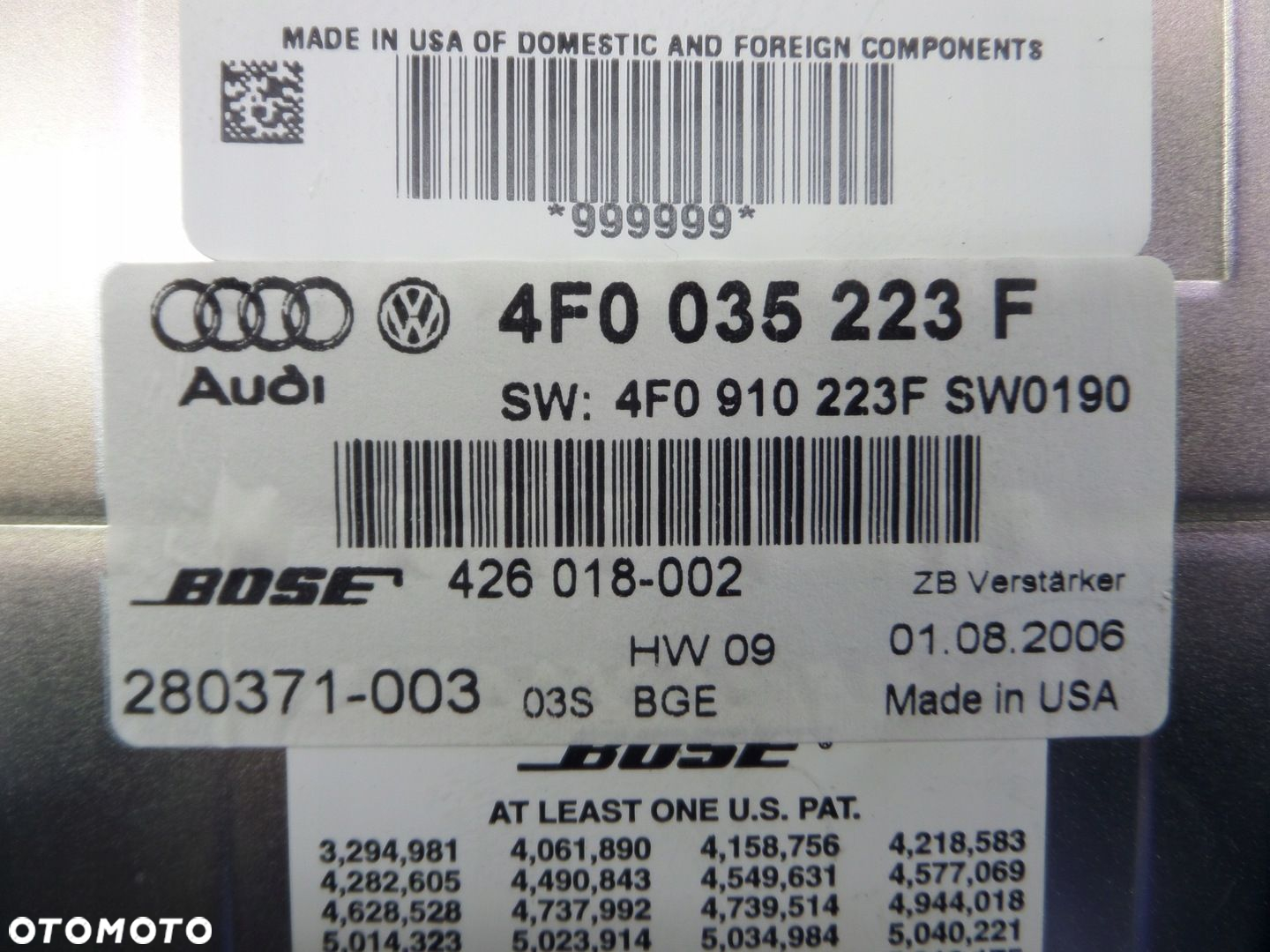 WZMACNIACZ BOSE AUDI A6 C6 4F0035223F 4F0910223F SPRAWNY - 3