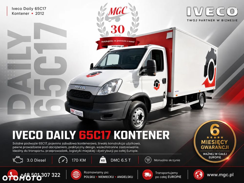 Iveco Daily 65 C 17 / 3.0 SILNIK / KONTENER / WINDA / MOCNY / WEBASTO / MANUAL / NISKI KONTENER / SERWISOWANY / EURO 5 - 2