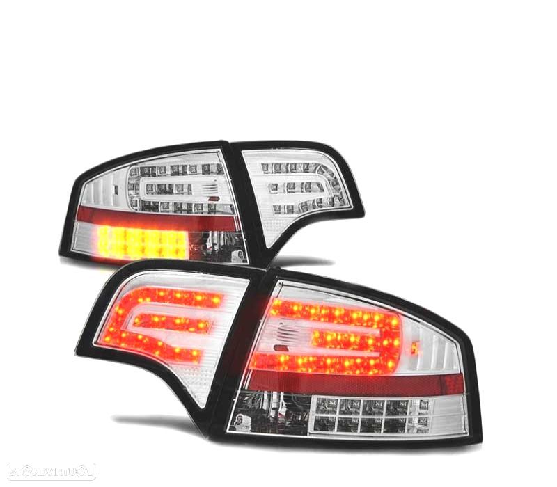 FAROLINS TRASEIROS LED AUDI A4 B7 SEDAN 04-08 CROMADO - 2