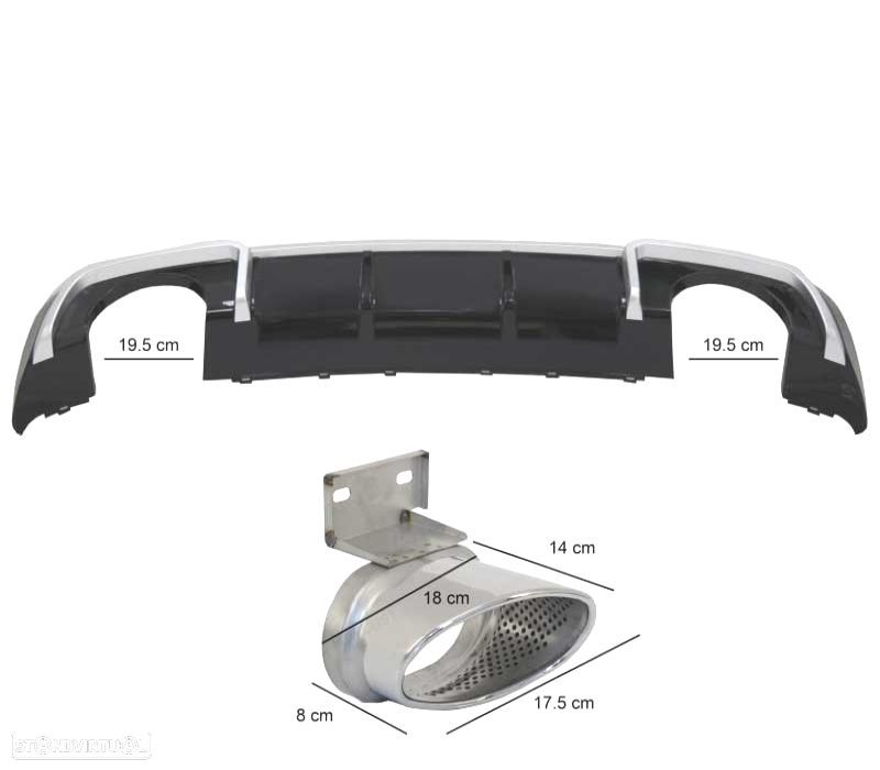 DIFUSOR TRASEIRO AUDI A3 RS3 8V 16-20 + PONTEIRAS ESCAPE - 4